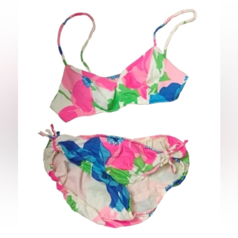 Vintage 1960s 1970s Beach House Floral Vibrant Bikini Set